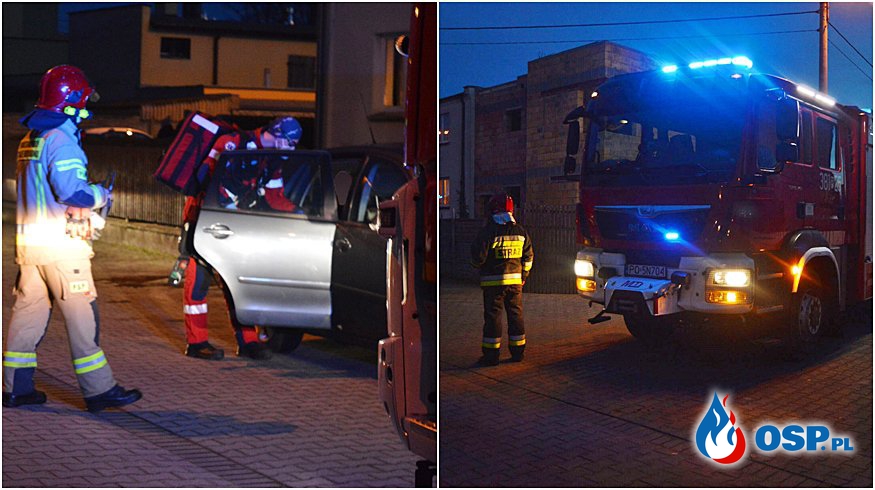 Strażacy dwukrotnie eskortowali auto z poszkodowanym do szpitala. Nie było wolnej karetki. OSP Ochotnicza Straż Pożarna