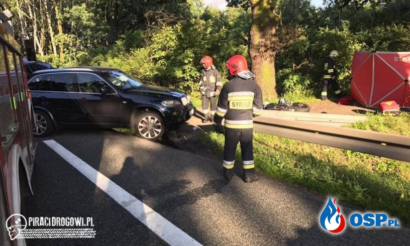 39-letni motocyklista zginął po zderzeniu z BMW X5. OSP Ochotnicza Straż Pożarna