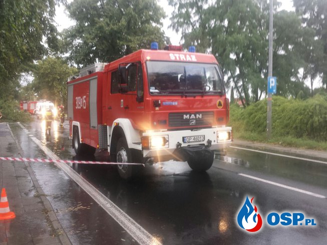 Efekty burzy nad miastem OSP Ochotnicza Straż Pożarna