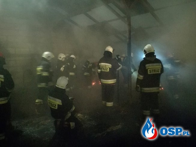 Ponad 120 strażaków gasiło pożar budynku gospodarczego OSP Ochotnicza Straż Pożarna