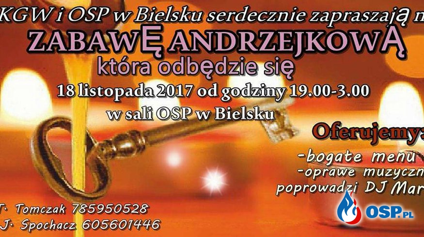 Zabawa Andrzejkowa - Zapraszamy OSP Ochotnicza Straż Pożarna