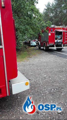 Niebezpieczny wypadek na "dobrze wszystkim znanym" zakręcie w Anielinie. OSP Ochotnicza Straż Pożarna