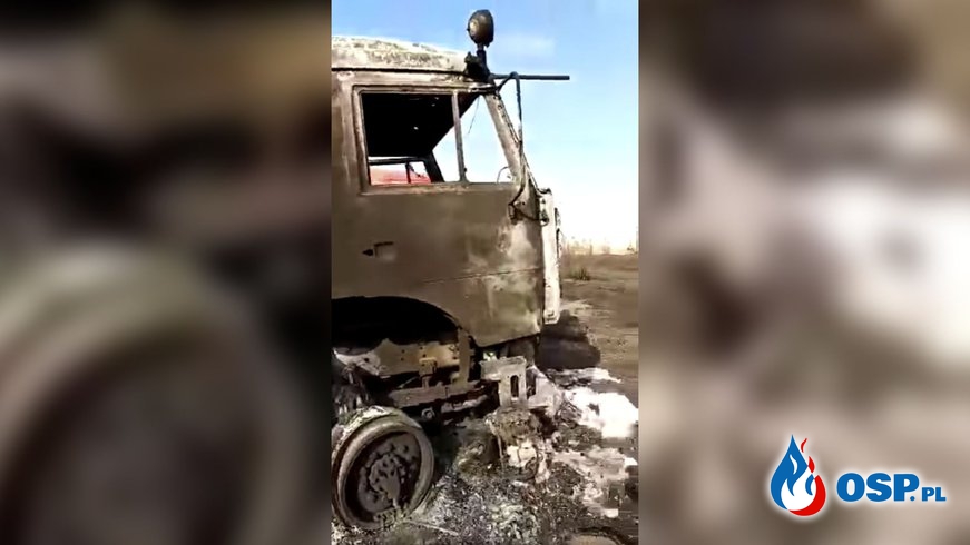 Wóz bojowy straży pożarnej spłonął podczas akcji gaszenia traw OSP Ochotnicza Straż Pożarna