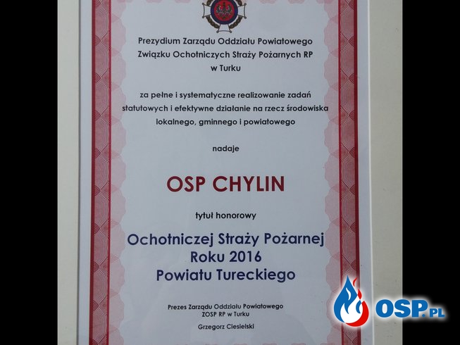 OSP Chylin - Ochotnicza Straż Pożarna roku 2016 Powiatu Tureckiego OSP Ochotnicza Straż Pożarna