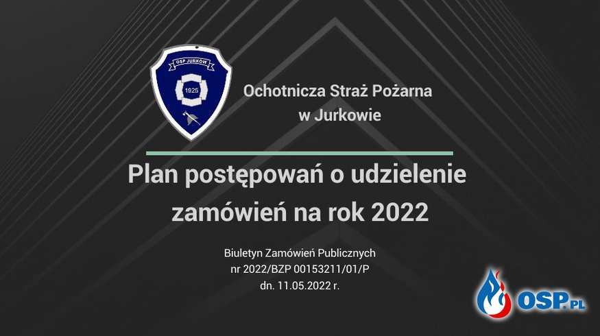 Plan postępowań o udzielenie zamówień na rok 2022 OSP Ochotnicza Straż Pożarna