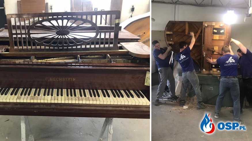 Strażacy odrestaurowują zabytkowy, 115-letni fortepian. Tak zbierają na nowy wóz! OSP Ochotnicza Straż Pożarna