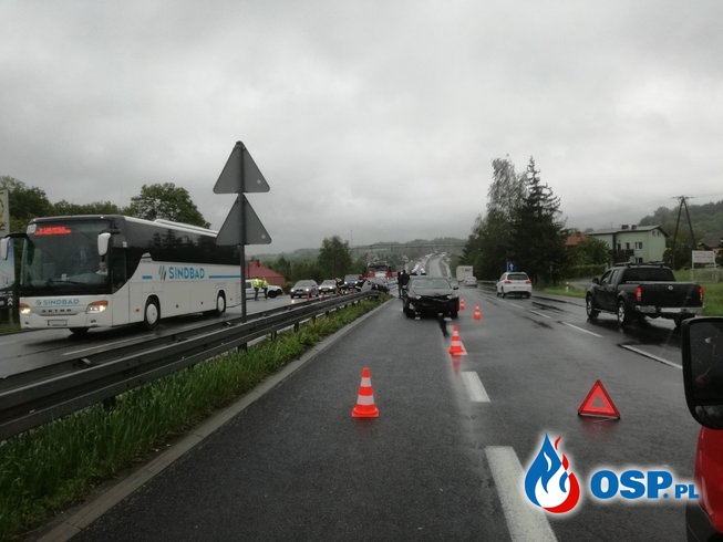 Kolizja dwóch samochodów osobowych na DK 7 - 23 maja 2019r. OSP Ochotnicza Straż Pożarna