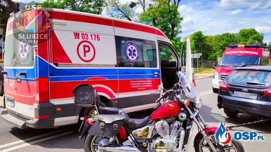 Zdarzenie drogowe z udziałem motocyklisty OSP Ochotnicza Straż Pożarna