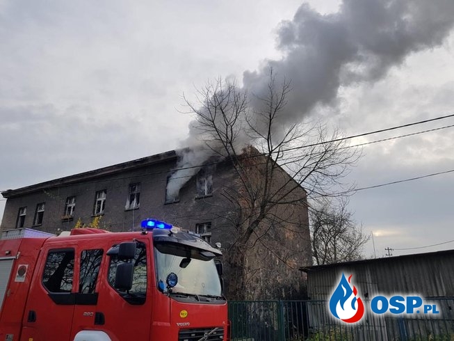 Pożar pustostanu w Opolu. Prawdopodobnie doszło do podpalenia. OSP Ochotnicza Straż Pożarna