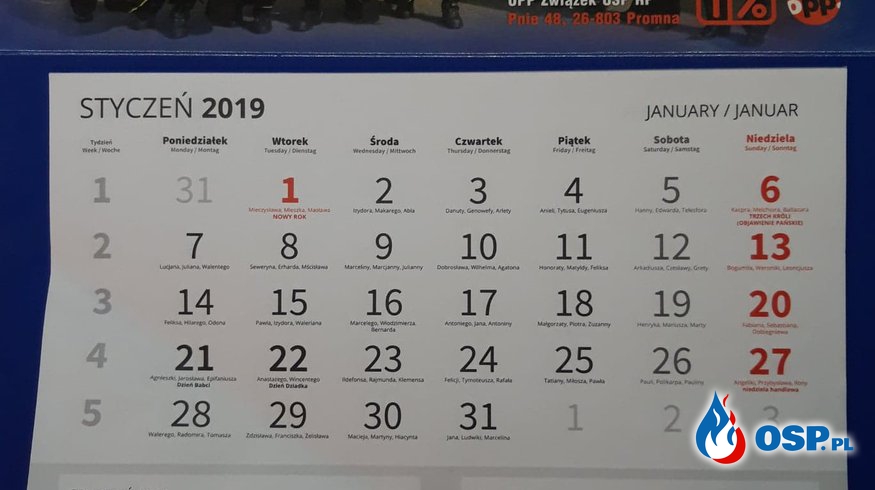Kalendarze Strażackie 2019 OSP Ochotnicza Straż Pożarna