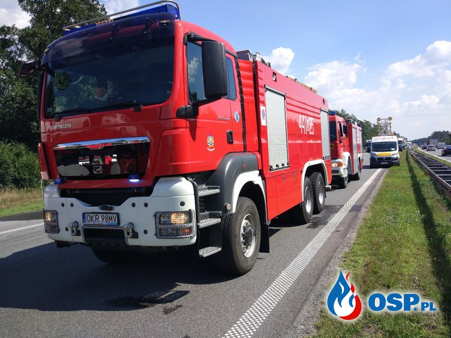 A4 - 241km kierunek Wrocław, Pożar samochodu ciężarowego OSP Ochotnicza Straż Pożarna