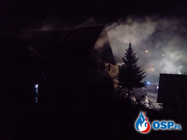 Pożar poddasza.  08.12.2016r. OSP Ochotnicza Straż Pożarna