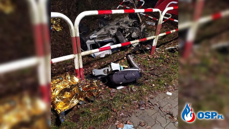 Rodzinna tragedia na drodze. Małżeństwo zginęło w wypadku, 2-letnie dziecko ranne. OSP Ochotnicza Straż Pożarna