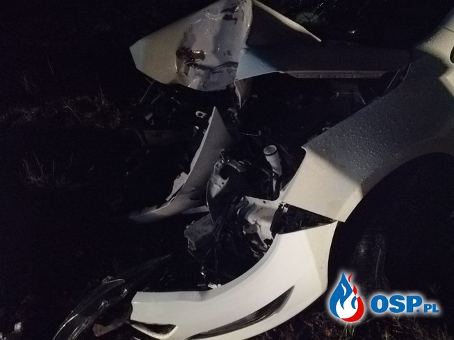 Wypadek auta osobowego w miejscowości Wirwajdy OSP Ochotnicza Straż Pożarna