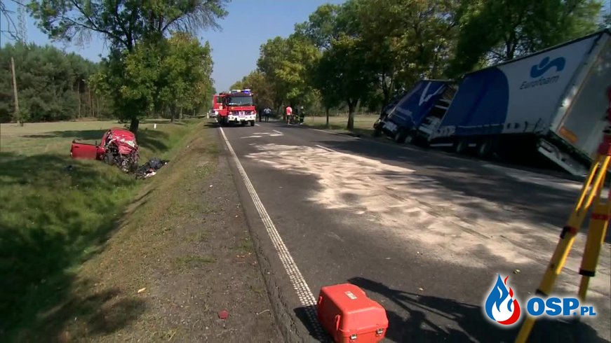 Ojciec z 9-letnim synem zginęli w zderzeniu z ciężarówką. OSP Ochotnicza Straż Pożarna