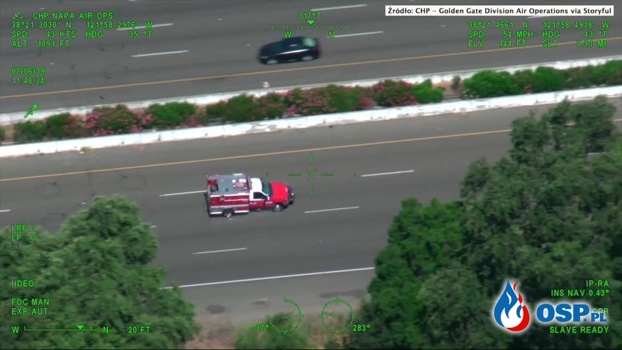 Policyjny pościg za skradzionym wozem strażackim w Kalifornii OSP Ochotnicza Straż Pożarna