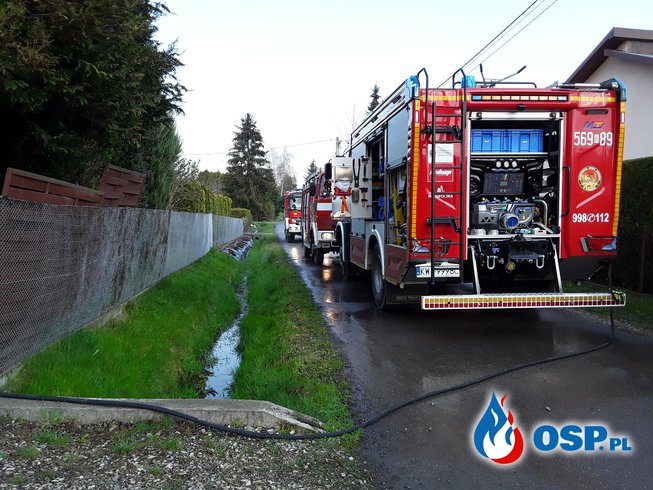 Pożar dachu Łysokanie OSP Ochotnicza Straż Pożarna