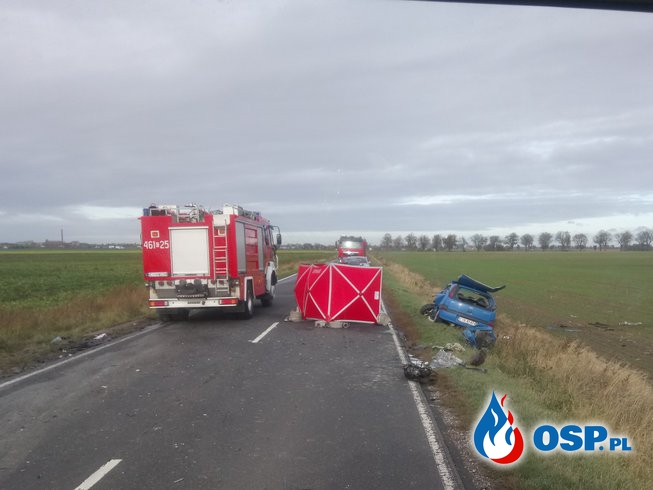 Śmiertelny wypadek na drodze Janikowo - Inowrocław OSP Ochotnicza Straż Pożarna