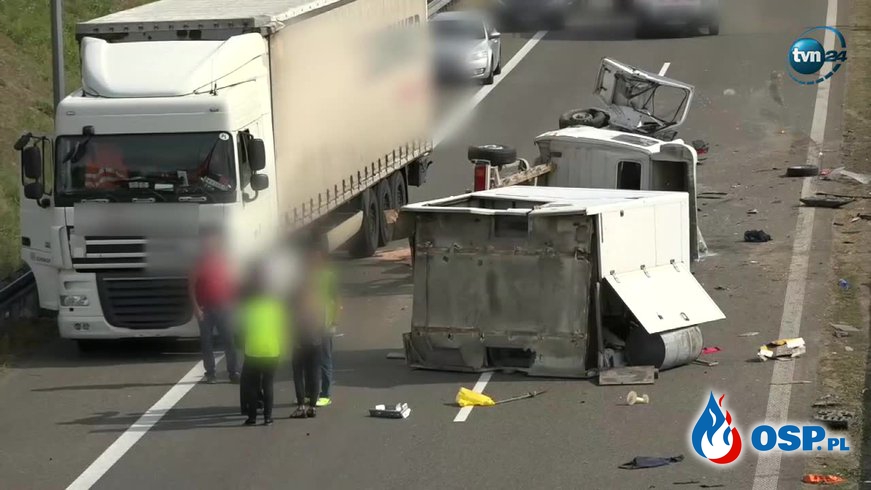 Tragiczny wypadek na S3. Bus staranował robotników drogowych!  OSP Ochotnicza Straż Pożarna