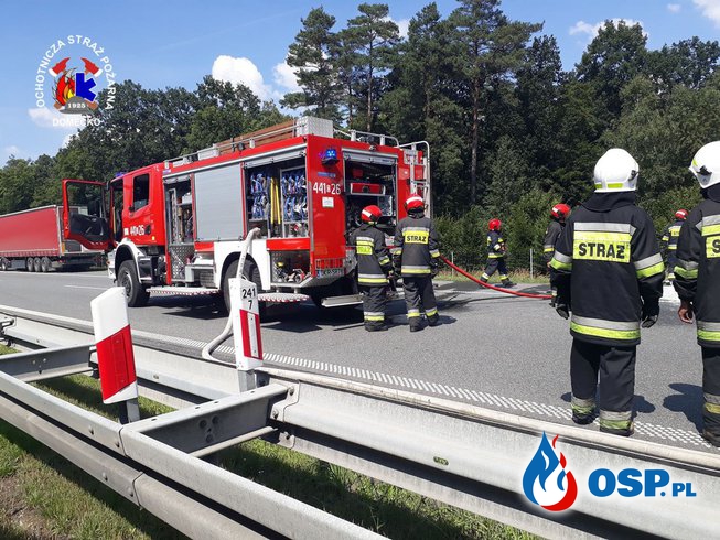 Pożar samochodu ciężarowego na 241 kilometrze A4 OSP Ochotnicza Straż Pożarna