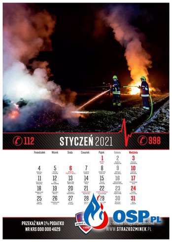 Licytacje WOŚP - Kalendarz Straż Koźminek 2021 OSP Ochotnicza Straż Pożarna