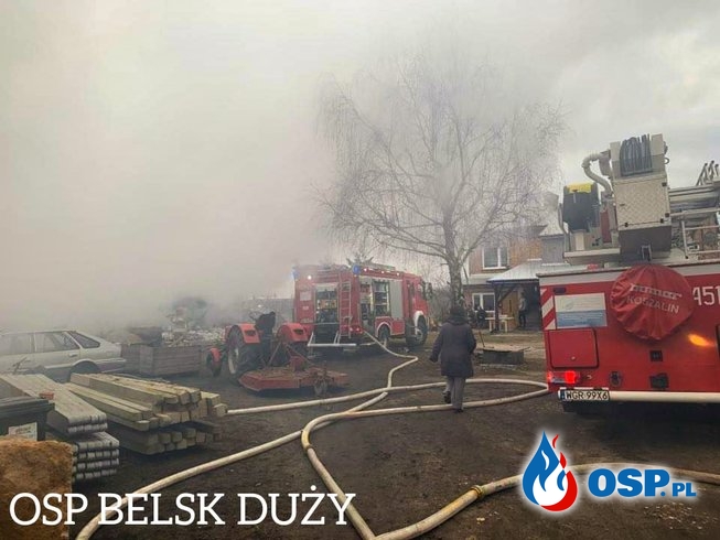 9 zastępów strażaków gasiło pożar budynku w Kępinie OSP Ochotnicza Straż Pożarna