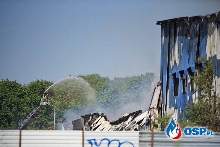 Ogromny pożar hali magazynowej w Gdańsku. Ogień gasi ponad 130 strażaków. OSP Ochotnicza Straż Pożarna