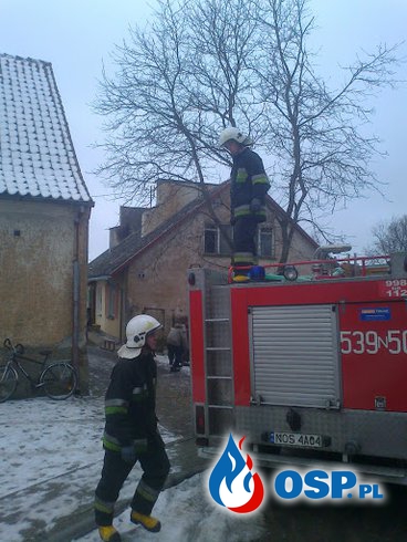 Płonąca sadza w kominie w Zajączkach 16.02.2013 OSP Ochotnicza Straż Pożarna