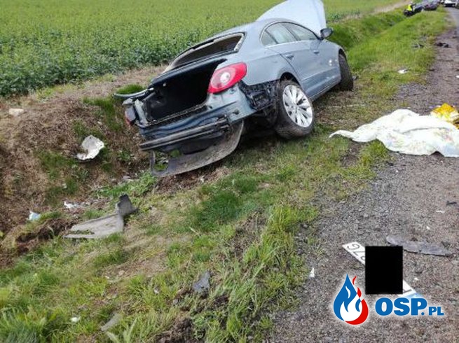 Wypadek przed Iwinami. OSP Ochotnicza Straż Pożarna