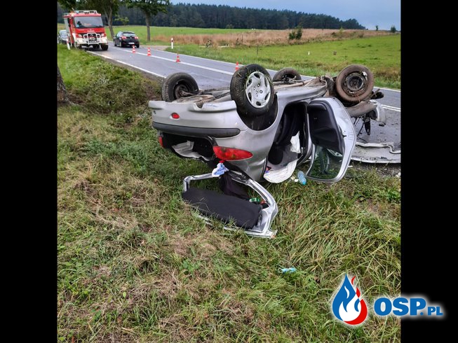 Wypadek drogowy Stare Kiełbonki-Mojtyny DK 59 OSP Ochotnicza Straż Pożarna