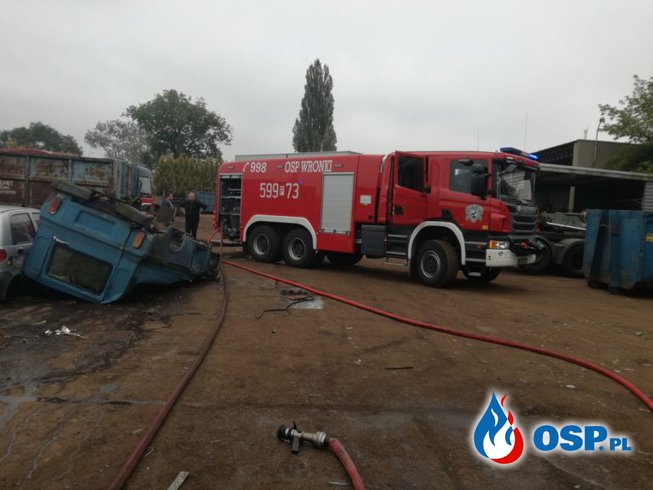 Wronki – pożar na składowisku złomu OSP Ochotnicza Straż Pożarna