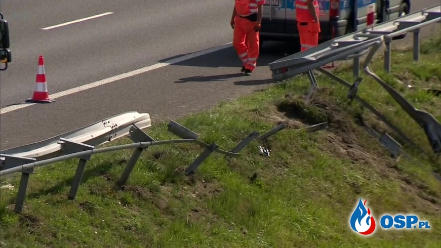 28-latka zginęła w wypadku na A2. Auto przebiło bariery. OSP Ochotnicza Straż Pożarna