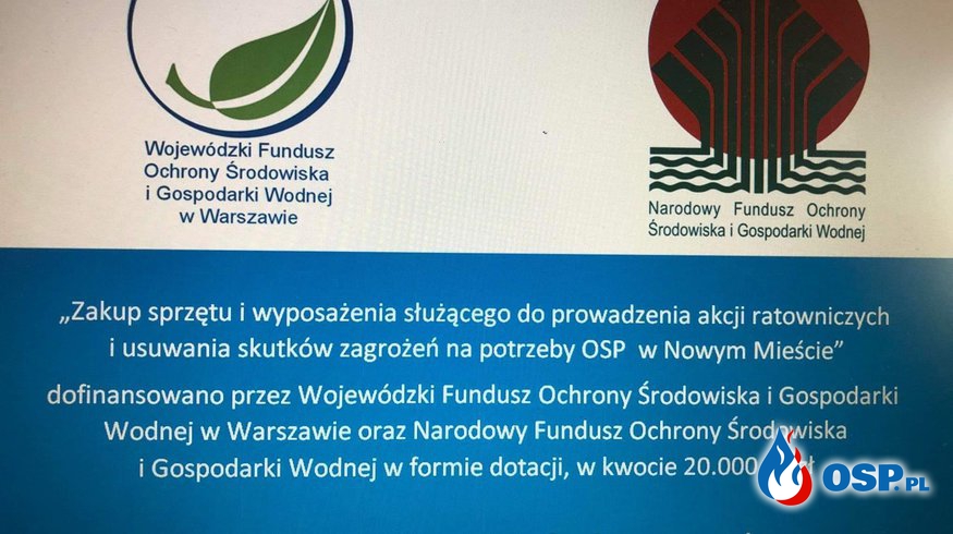Dotacja z WFOŚiGW w Warszawie dla OSP Nowe Miasto OSP Ochotnicza Straż Pożarna