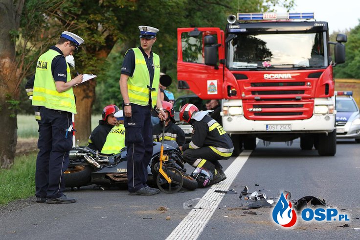 Poważny wypadek z udziałem motocykla pod Izbickiem OSP Ochotnicza Straż Pożarna