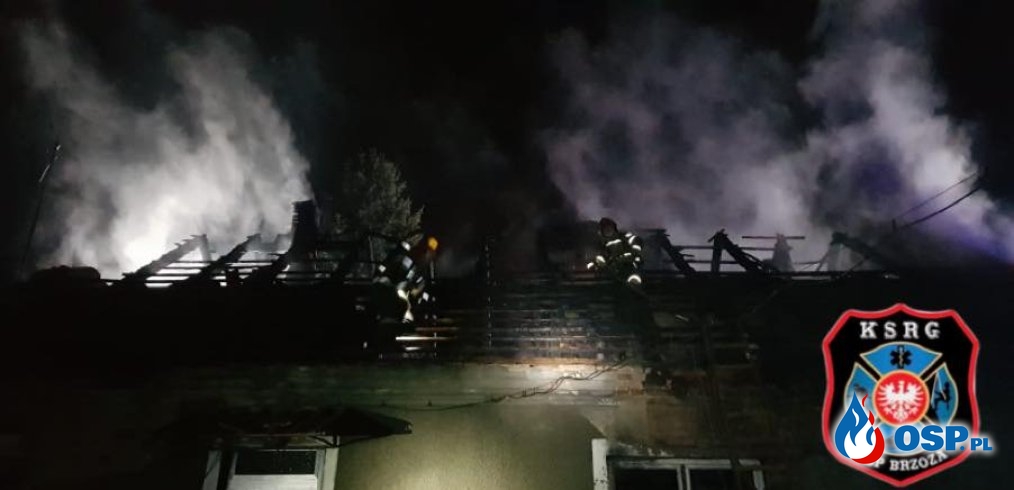 Pożar domu w Brzozie. Strażacy OSP dwukrotnie wyjeżdżali do akcji. OSP Ochotnicza Straż Pożarna