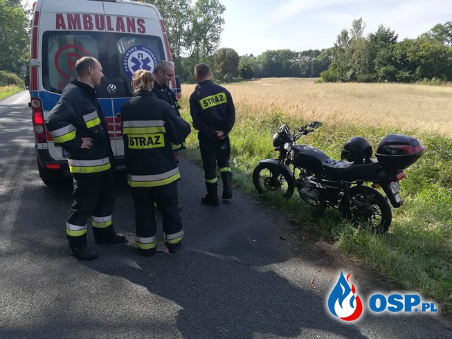 Wypadek motocyklisty OSP Ochotnicza Straż Pożarna