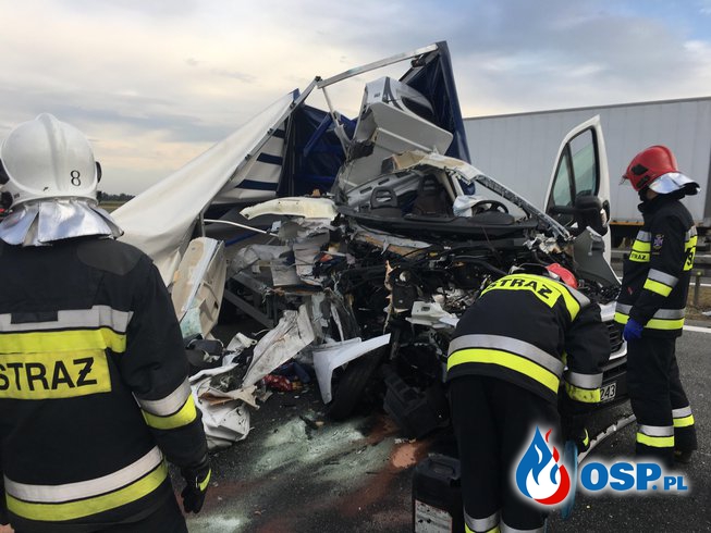 Autostrada A2 - wypadek busa OSP Ochotnicza Straż Pożarna