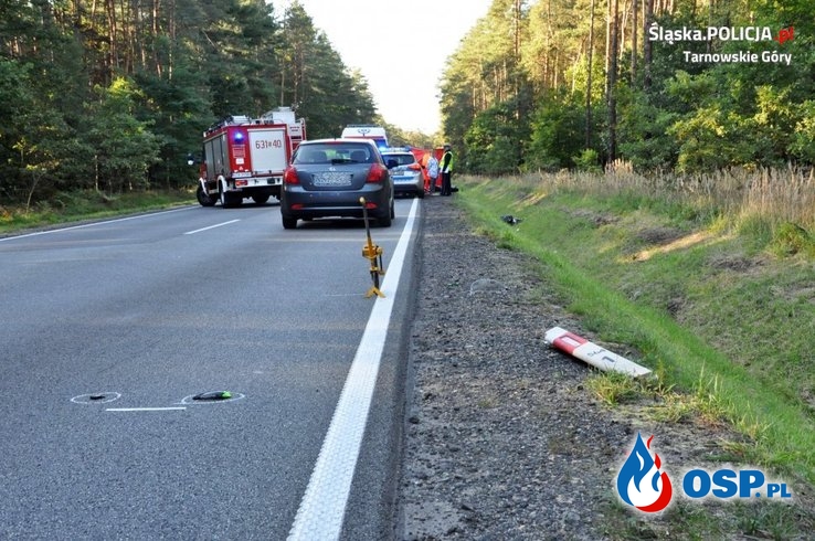 Motocyklista i jego pasażerka zginęli w wypadku, po zderzeniu z sarną. OSP Ochotnicza Straż Pożarna