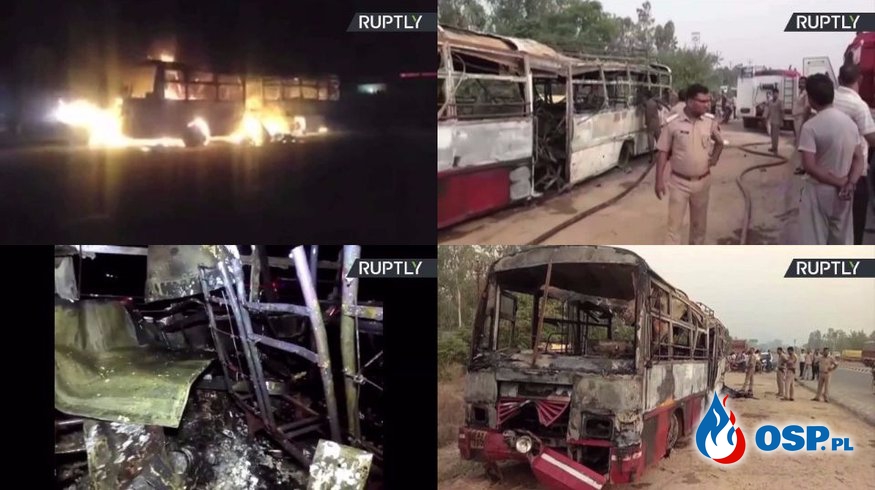 24 osoby spłonęły żywcem w pożarze autobusu w Indiach OSP Ochotnicza Straż Pożarna