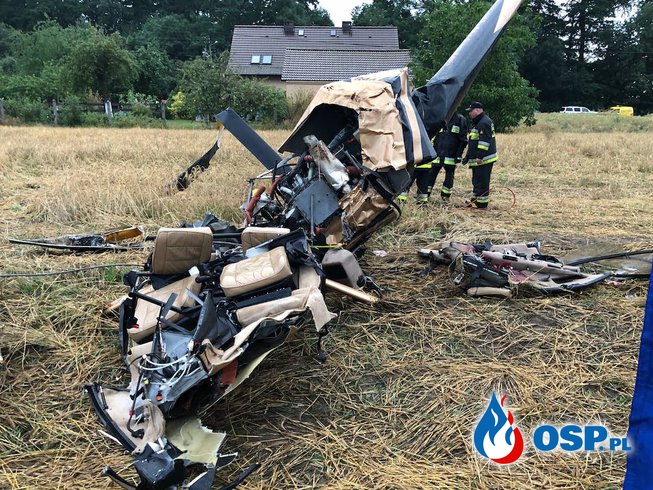 Ojciec z dwoma synami lecieli helikopterem, który rozbił się pod Opolem. OSP Ochotnicza Straż Pożarna