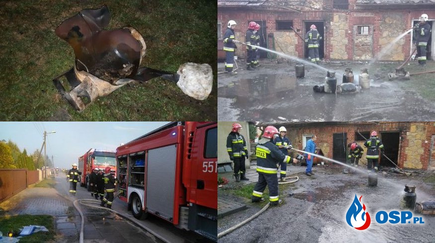 Trzy butle z gazem wybuchły podczas pożaru w Bieniądzicach! OSP Ochotnicza Straż Pożarna