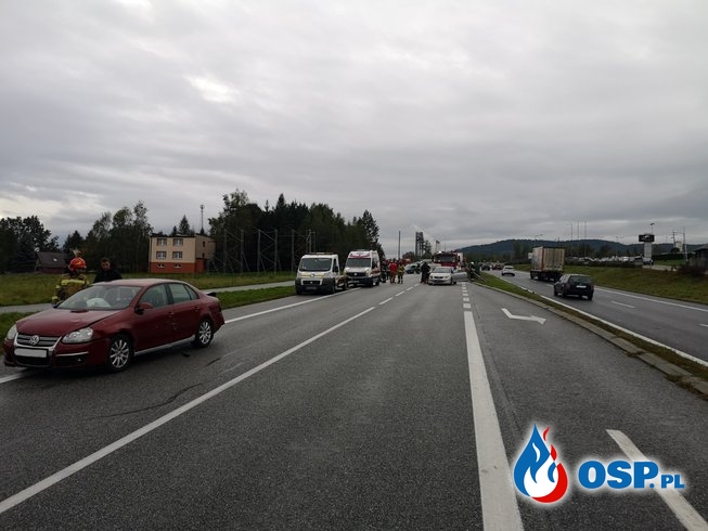 Wypadek trzech samochodów osobowych na DK7 - 9 października 2019r. OSP Ochotnicza Straż Pożarna