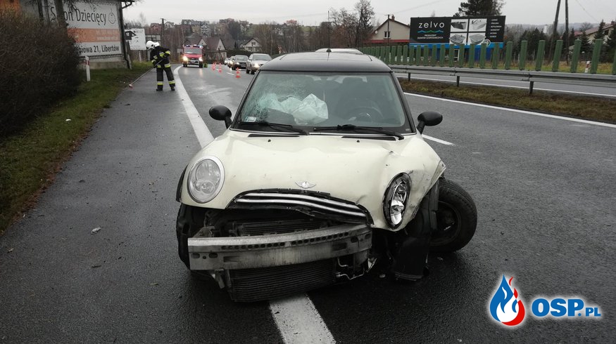 Wypadek samochodu osobowego - 8 grudnia 2018r. OSP Ochotnicza Straż Pożarna