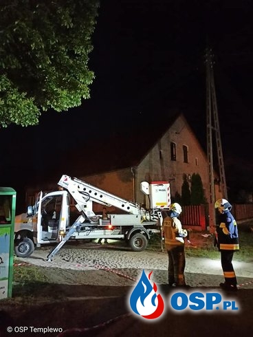 Nowa wieś - lampa uliczna w płomieniach OSP Ochotnicza Straż Pożarna