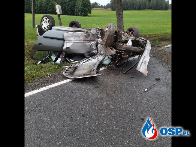 Wypadek drogowy Stare Kiełbonki-Mojtyny DK 59 OSP Ochotnicza Straż Pożarna