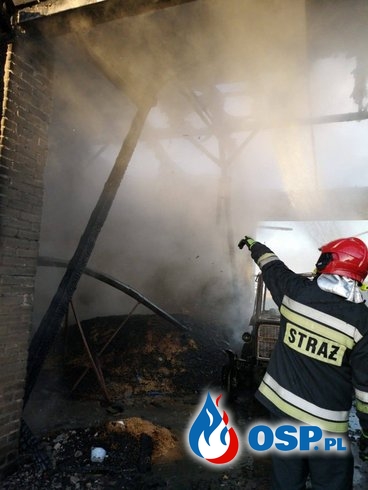 Dwa pożary obok siebie. Spłonął m.in. budynek gospodarczy i przyczepa. OSP Ochotnicza Straż Pożarna