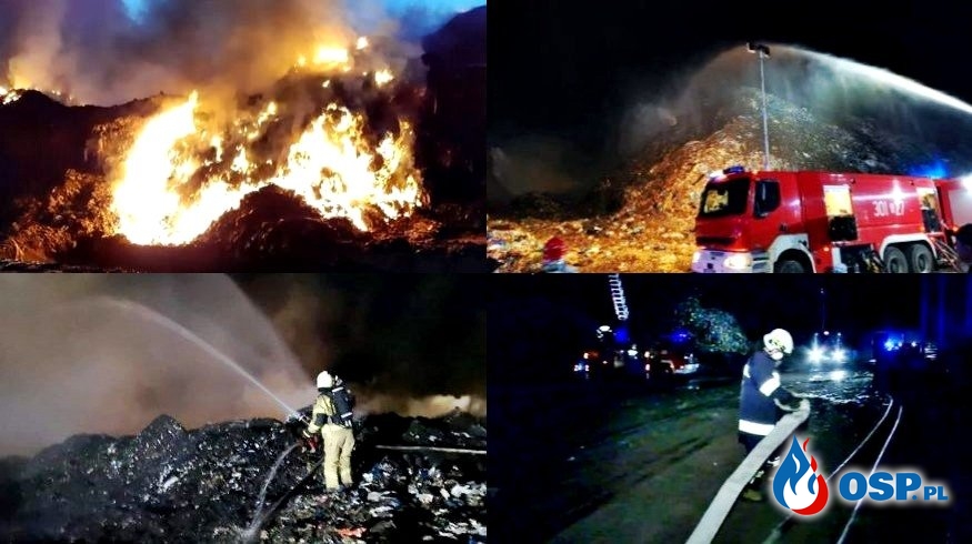 40 zastępów strażaków gasiło pożar sortowni śmieci na Podlasiu OSP Ochotnicza Straż Pożarna