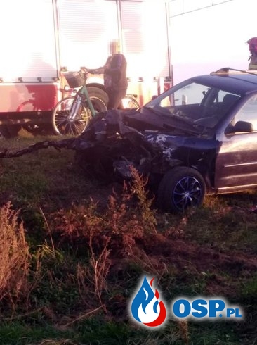 Pijany kierowca wjechał pod pociąg w Opolu. Dwie osoby trafiły do szpitala. OSP Ochotnicza Straż Pożarna
