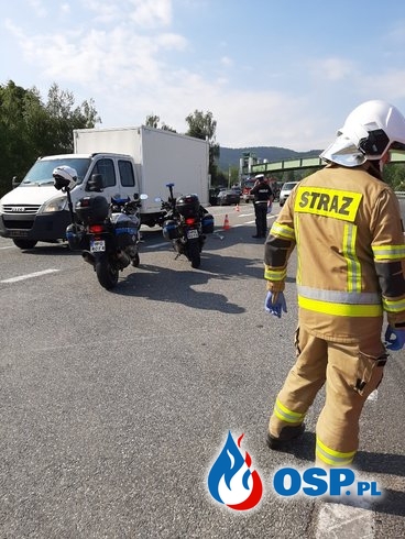 Wypadek trzech samochodów osobowych na DK7 - 28 maja 2020r. OSP Ochotnicza Straż Pożarna