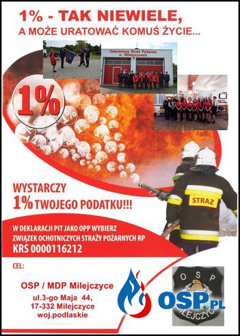 Prosba o przekazanie 1 % podatku dochodowego OSP Ochotnicza Straż Pożarna